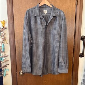 Men’s Long-Sleeve Gray Plaid Dress Shirt by Solitude Size XXL